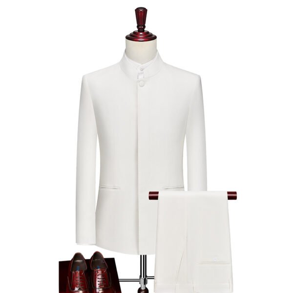 Men's Suit Set White Zhongshan Suit - Image 2